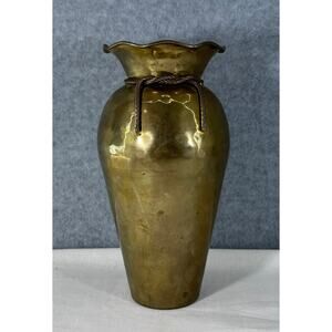 Vintage Hammered Brass Vase 9" Cottagecore/ French Country Holiday Christmas